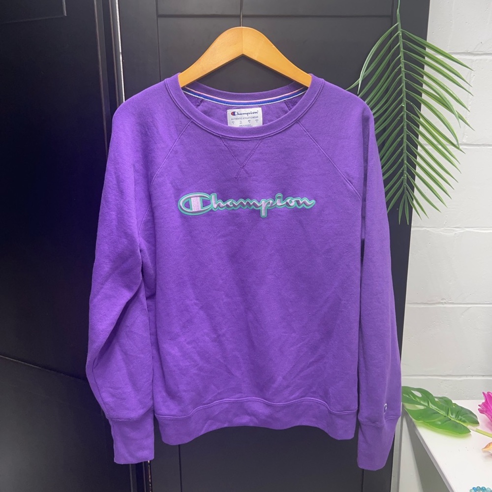 PURPLE CHAMPION BRAND CREWNECK SWEATER
